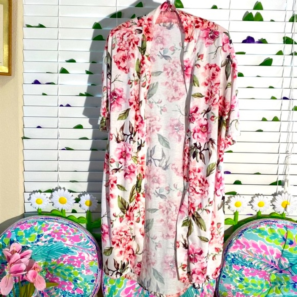 Show Me Your Mumu pink floral duster style swimsuit coverup